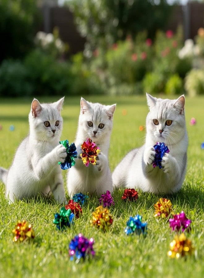 SHENLIU Crinkle Balls for Cats, 100 Pcs Colorful Cat Toys Crinkle Ball Interactive Foil Cat Toy Balls for Indoor Kittens to Keep Fit Active - Image 5